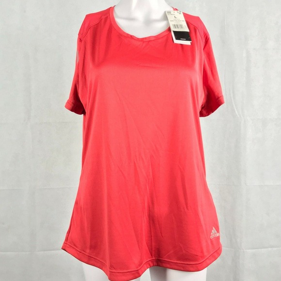NWT Adidas T-Shirt Womens Sz‎ L Glory Red Own The Run Aeroready Running - Picture 1 of 10